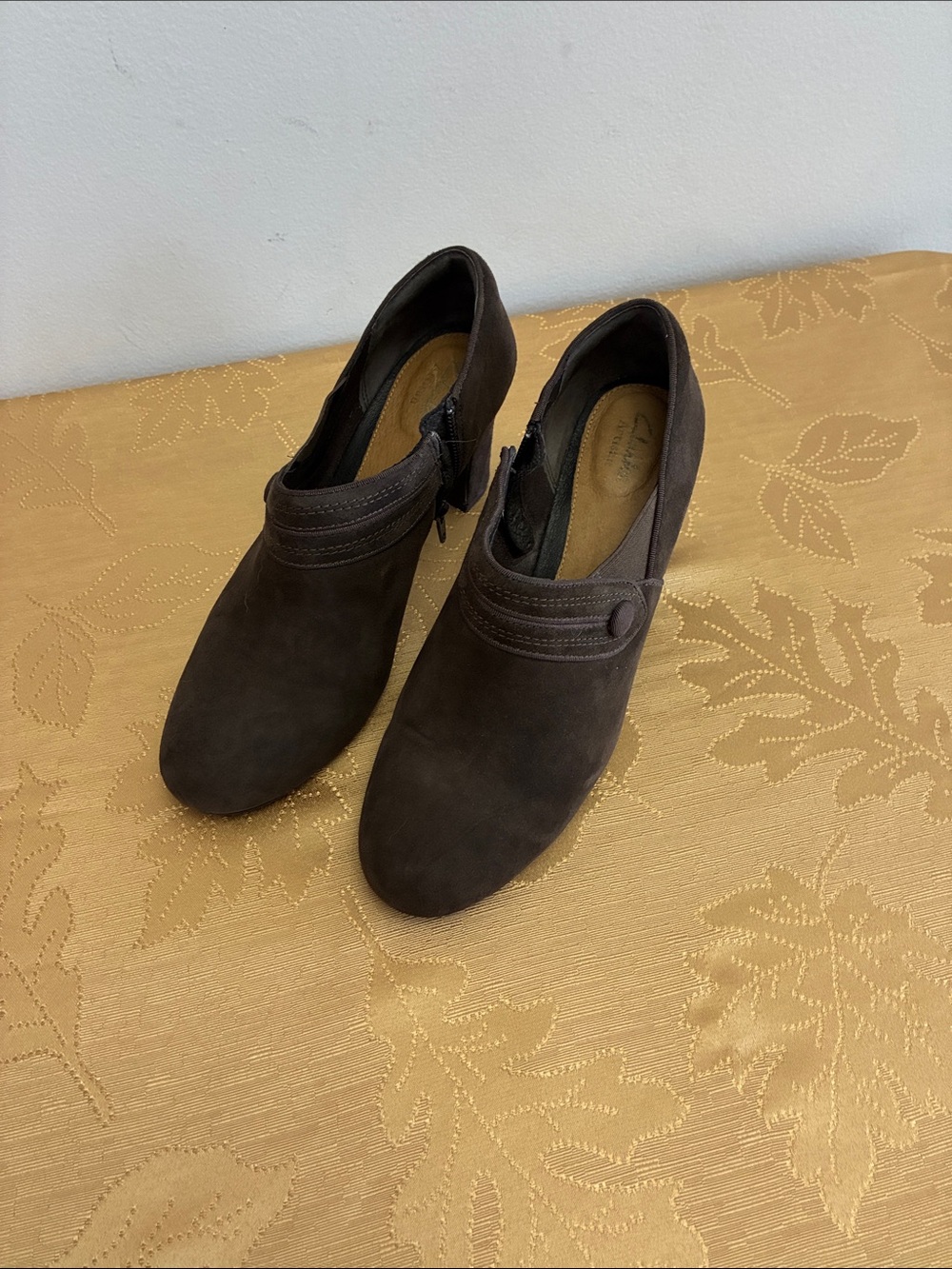 Clarks Dark Brown Suede Ankle Booties
